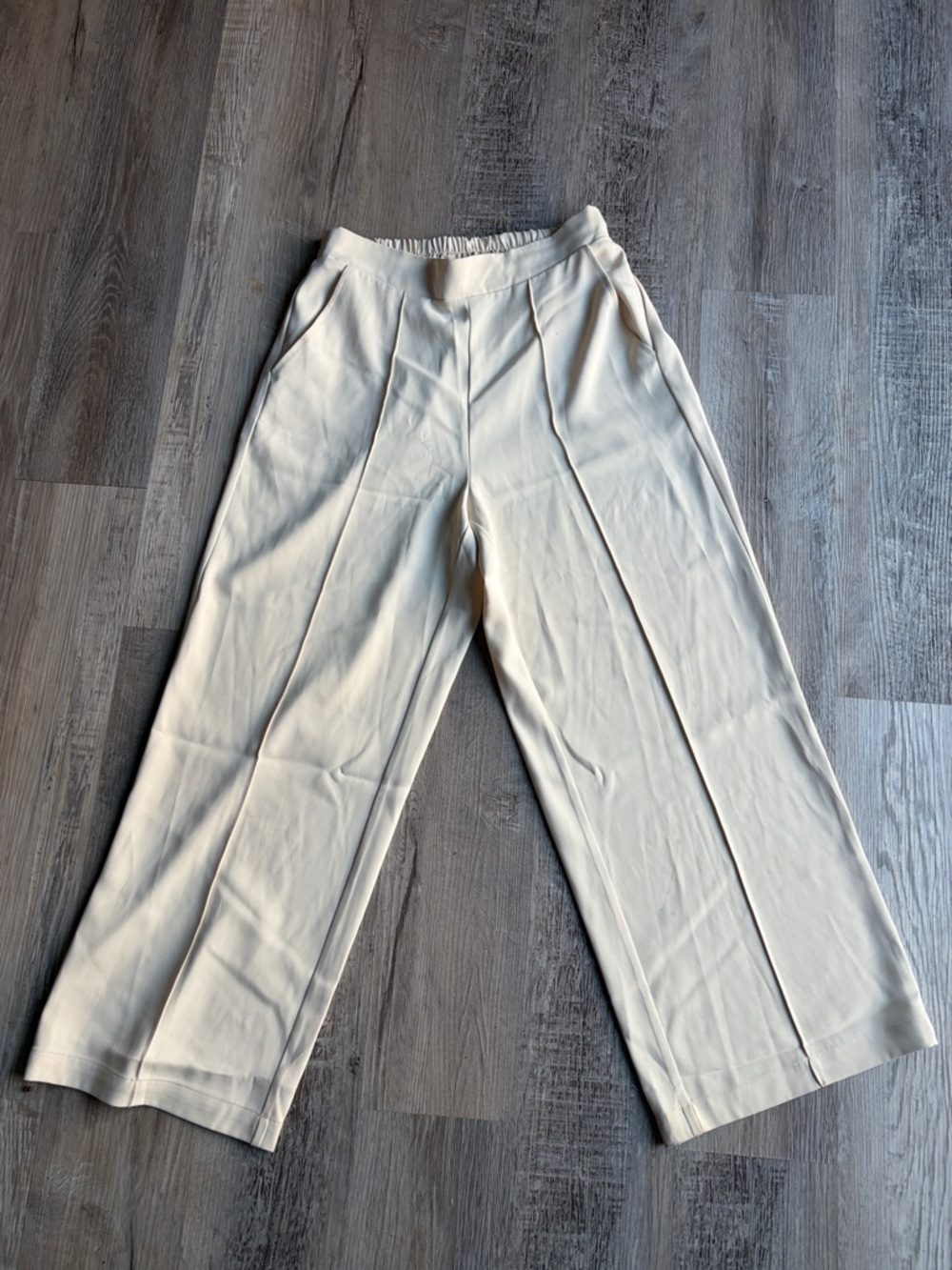 MELLODAY Cream Wide-Leg Relaxed Trousers
